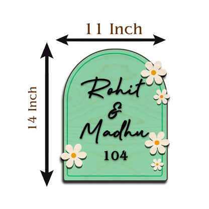 Modern Round Wooden Nameplate with 3D Acrylic Letters | Custom Made Wooden Nameplate with Daisy Charm | Personalized | 11X14 Inch(Copy)