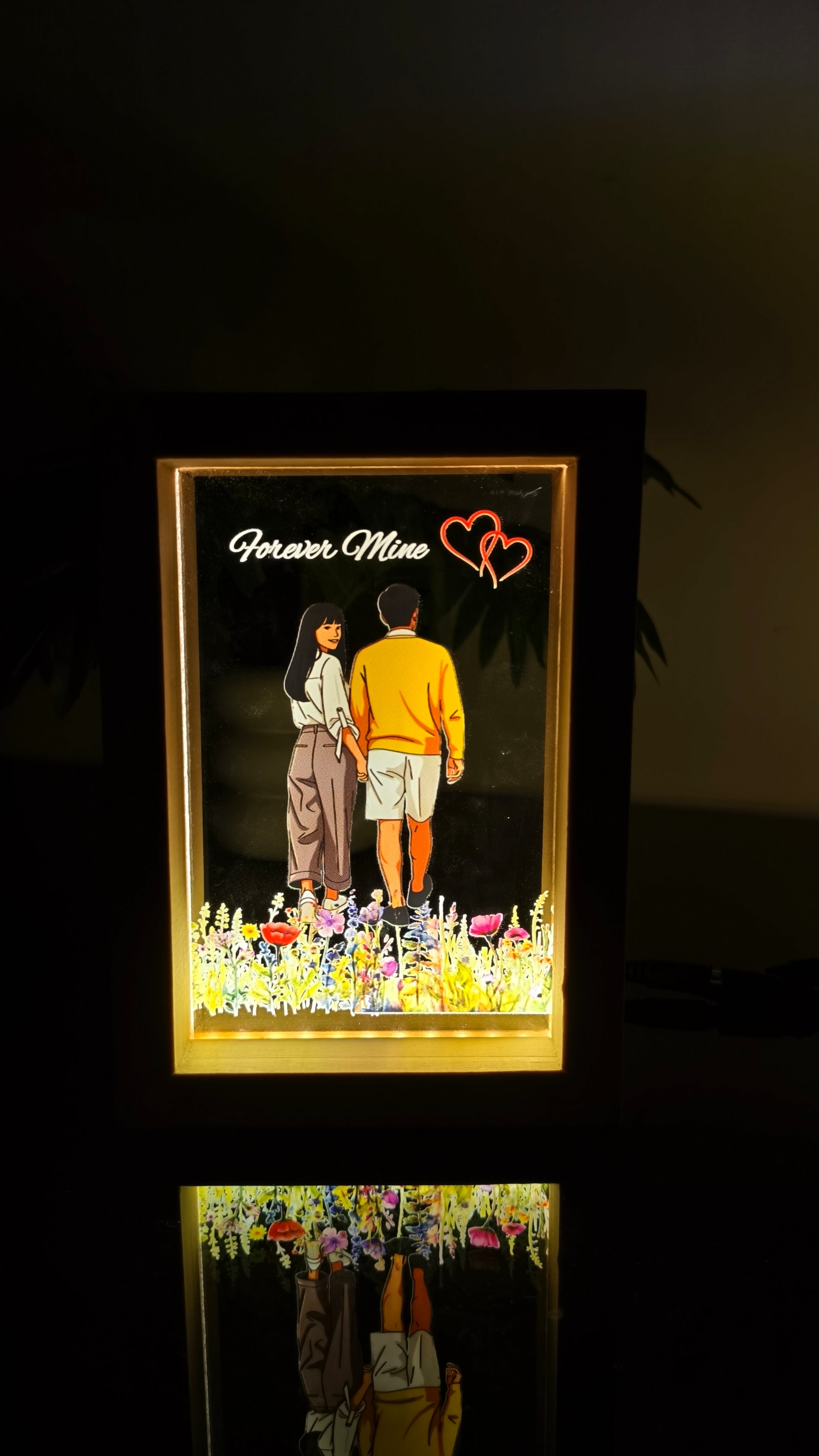Personalized LED  with Wooden Frame: Custom Engraved Acrylic Sign with Your Text or Photo | Unique Gift, Home Decor,