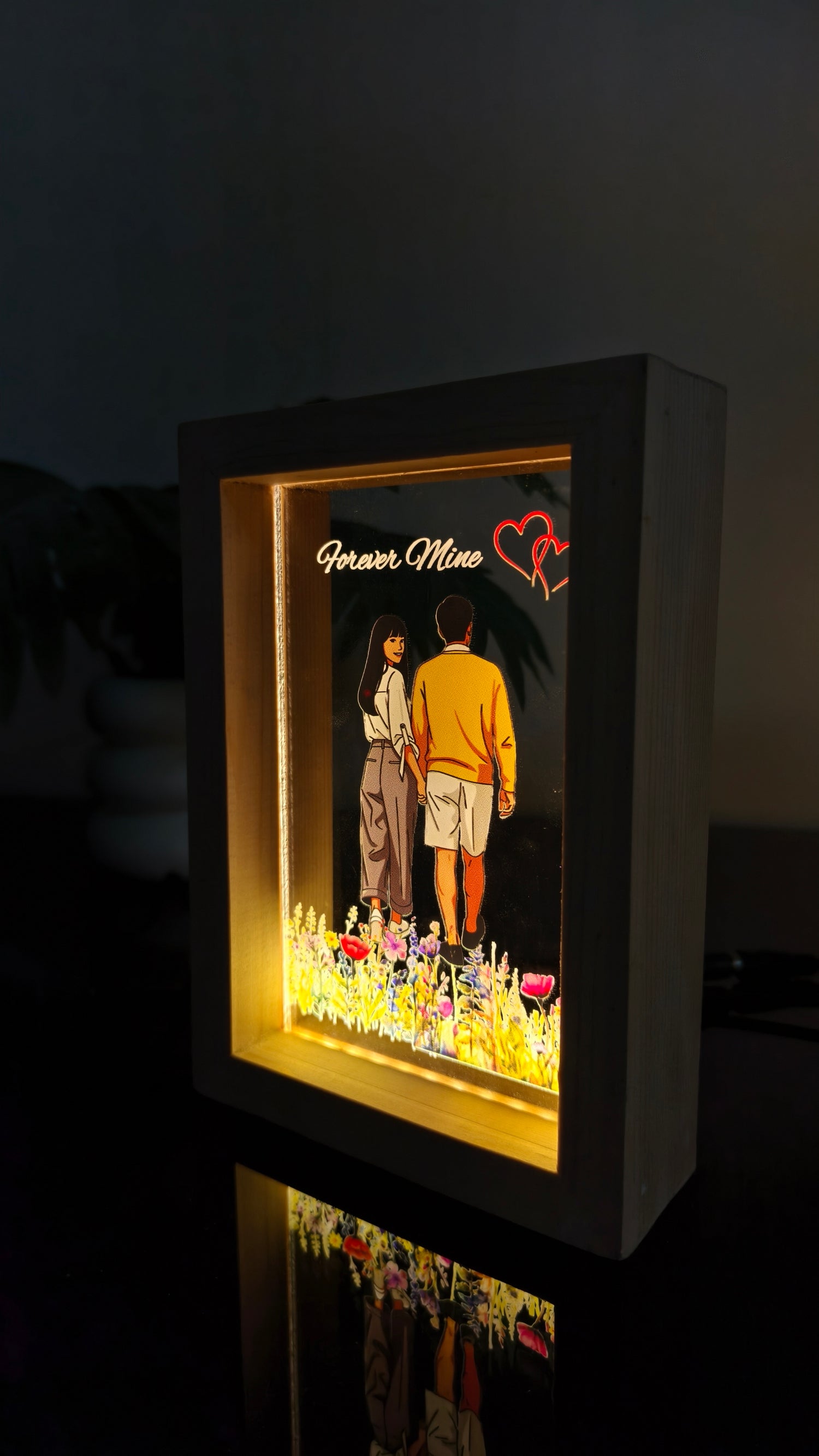 Personalized LED  with Wooden Frame: Custom Engraved Acrylic Sign with Your Text or Photo | Unique Gift, Home Decor,