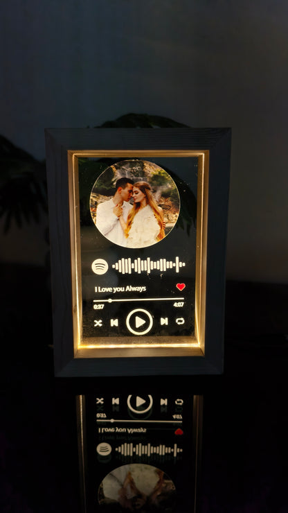 Personalized LED  with Wooden Frame: Custom Engraved Acrylic Sign with Your Text or Photo | Unique Gift, Home Decor,