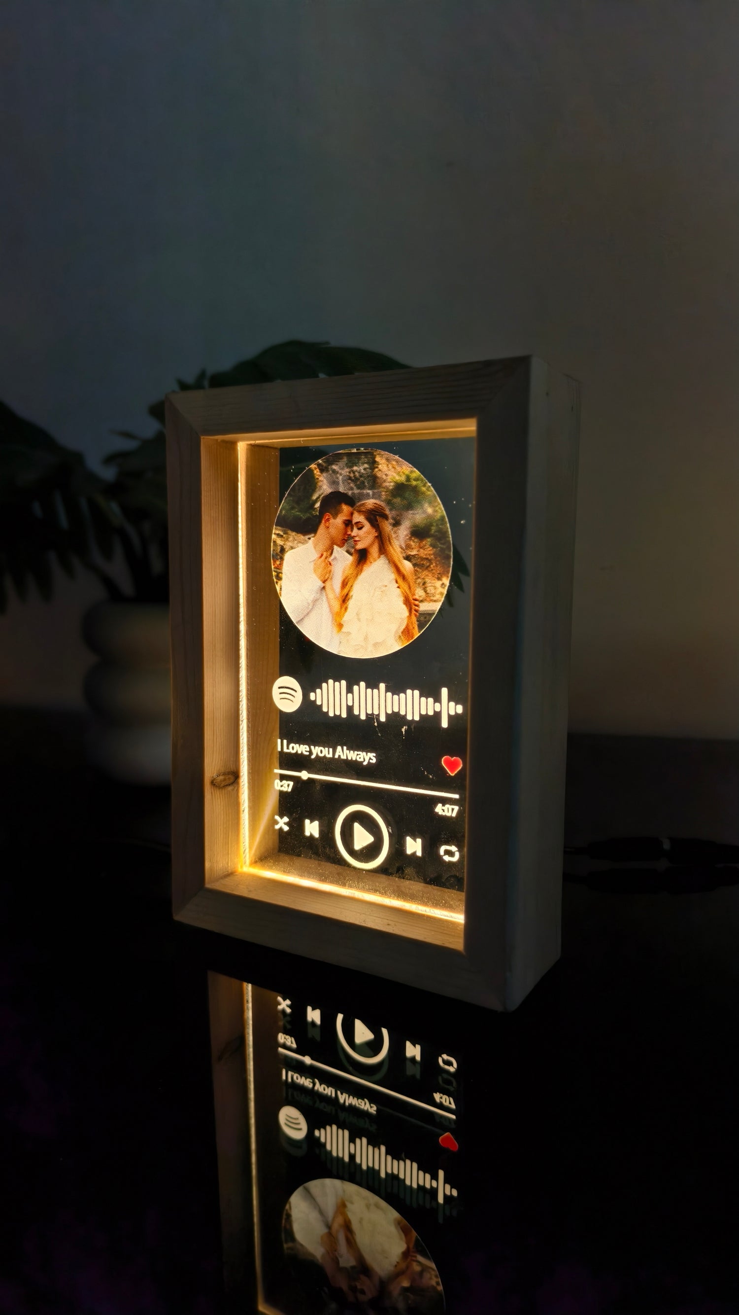 Personalized LED  with Wooden Frame: Custom Engraved Acrylic Sign with Your Text or Photo | Unique Gift, Home Decor,