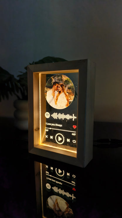 Personalized LED  with Wooden Frame: Custom Engraved Acrylic Sign with Your Text or Photo | Unique Gift, Home Decor,