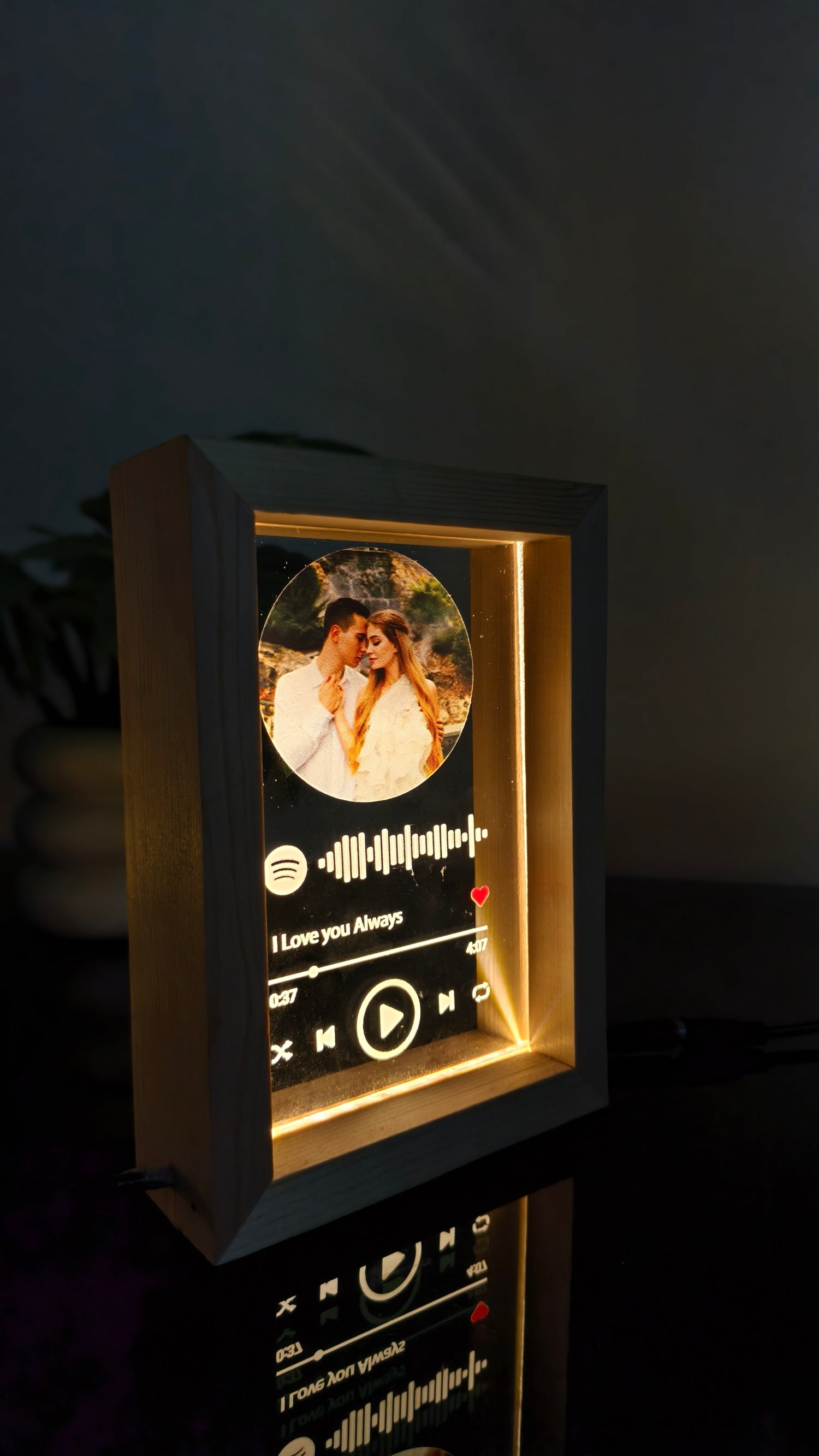 Personalized LED  with Wooden Frame: Custom Engraved Acrylic Sign with Your Text or Photo | Unique Gift, Home Decor,