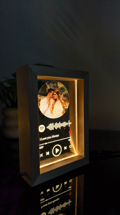Personalized LED  with Wooden Frame: Custom Engraved Acrylic Sign with Your Text or Photo | Unique Gift, Home Decor,