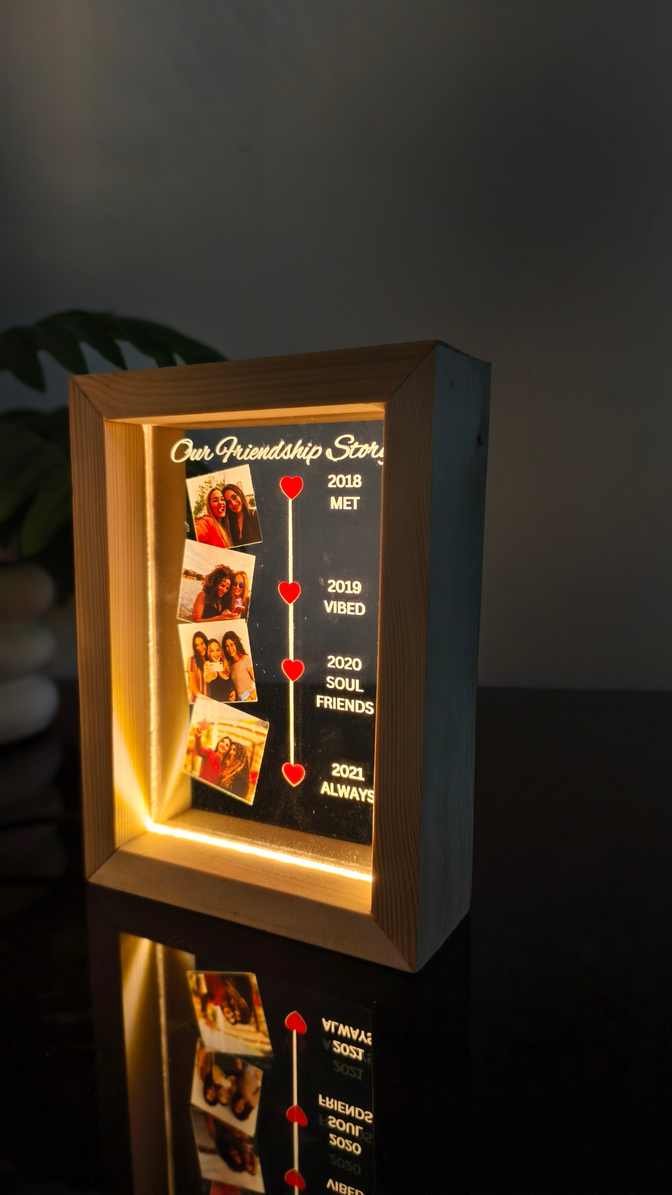 Personalized LED  with Wooden Frame: Custom Engraved Acrylic Sign with Your Text or Photo | Unique Gift, Home Decor,