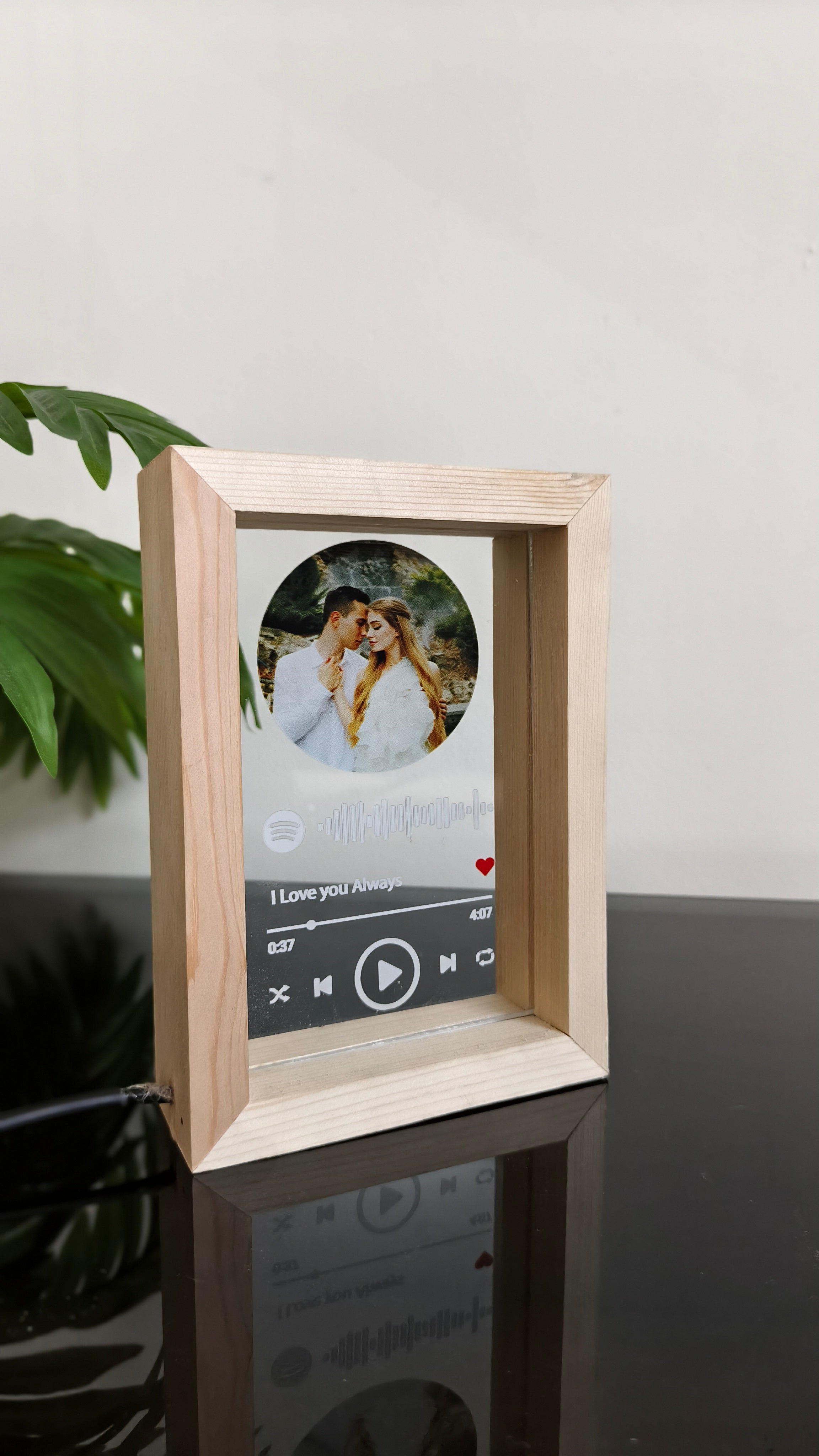 Personalized LED  with Wooden Frame: Custom Engraved Acrylic Sign with Your Text or Photo | Unique Gift, Home Decor,