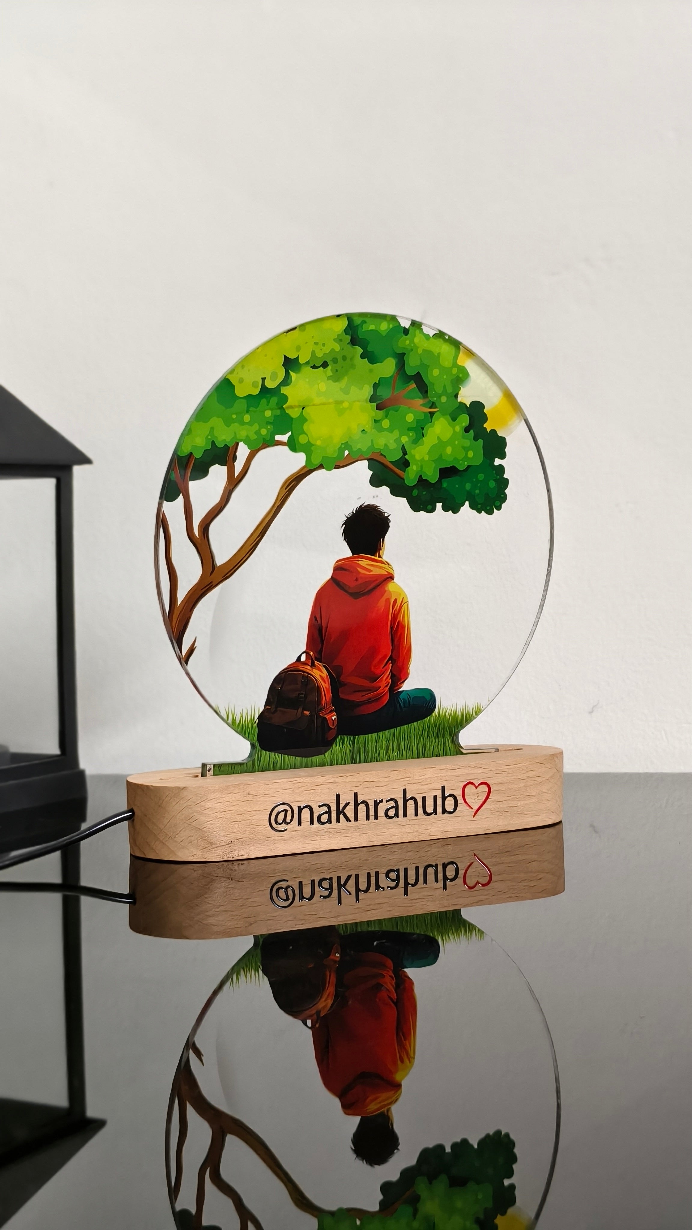 Personalized Acrylic Frame on Wooden Base | Modern Photo Gift