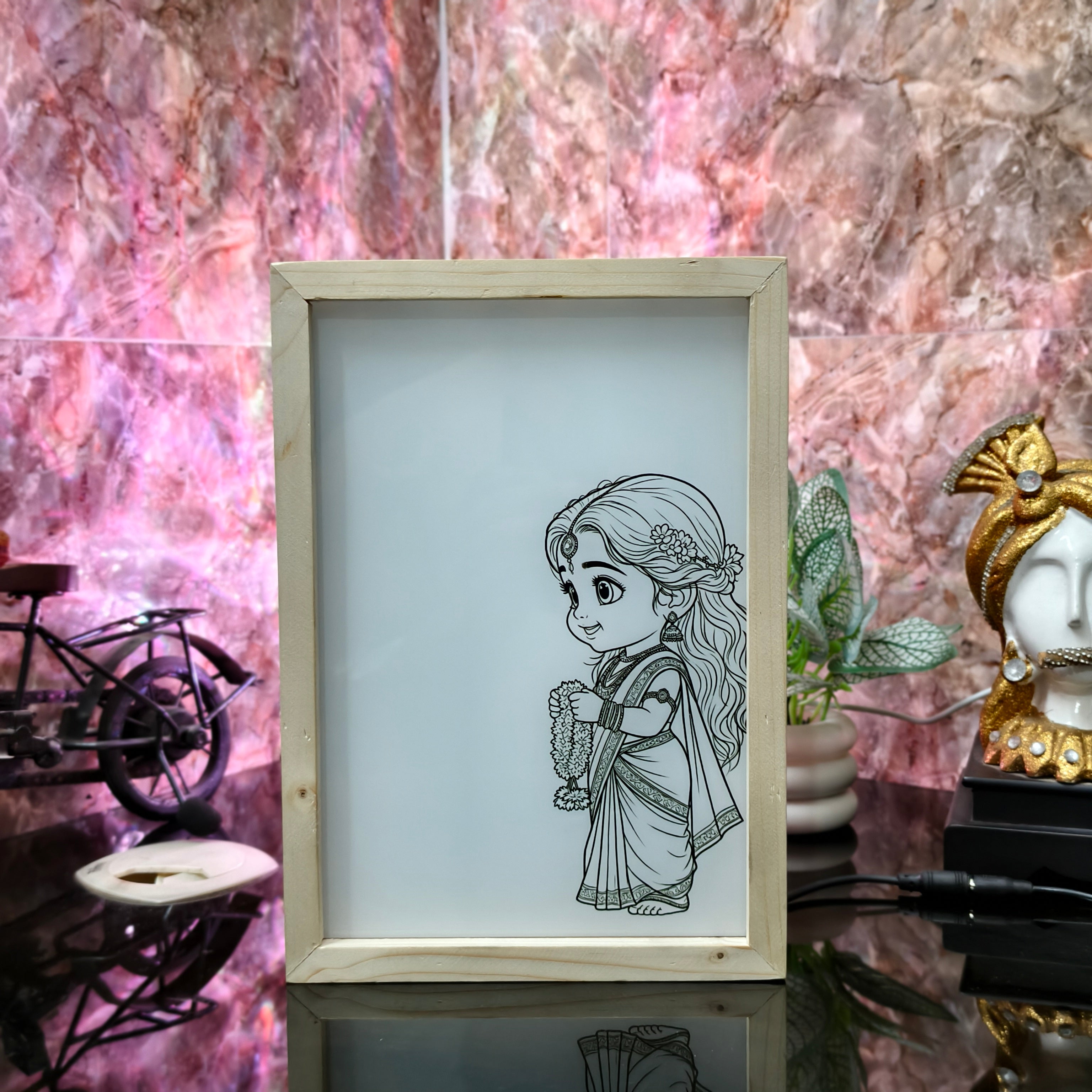 Custom 3d Magic LED Photo Frame | Personalized Glow Lamp | Wooden Frame Night Light