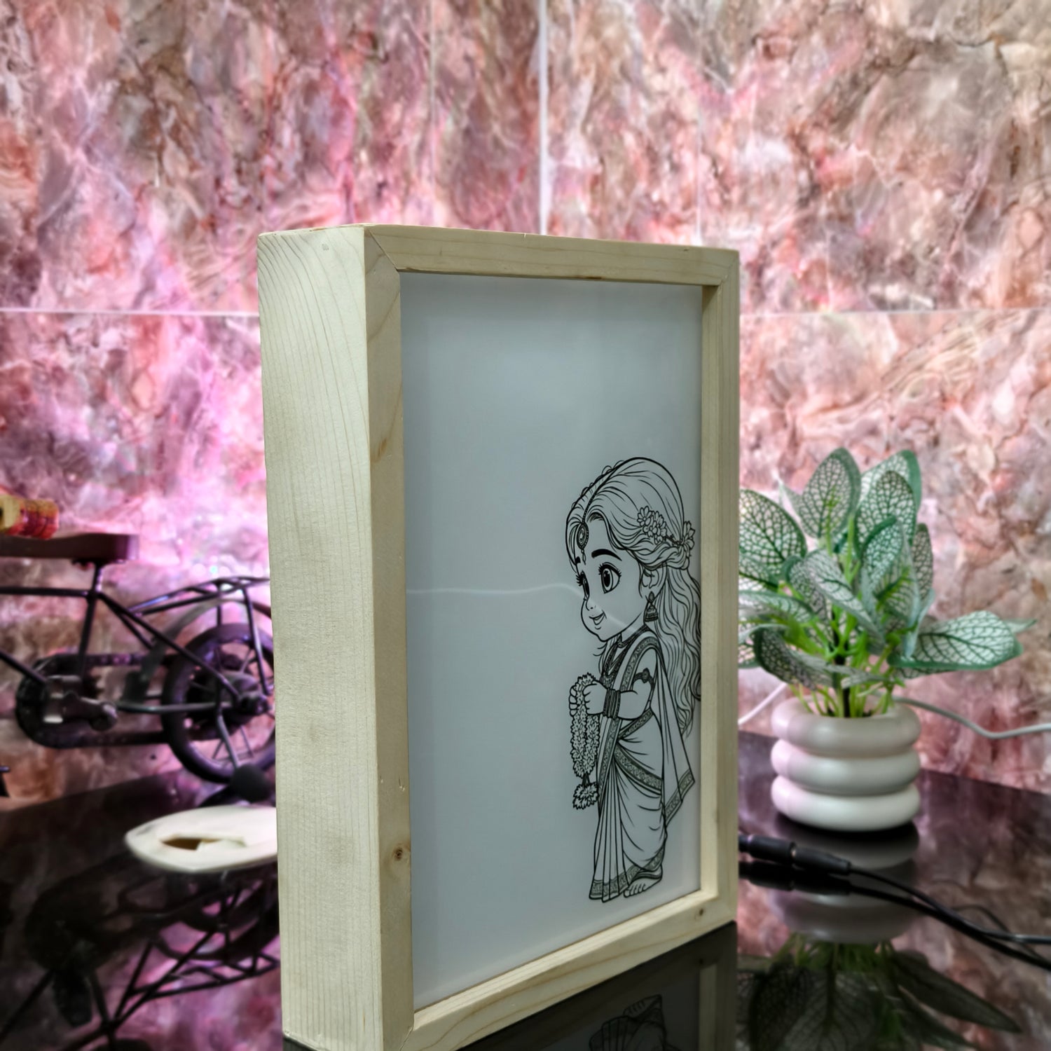 Custom 3d Magic LED Photo Frame | Personalized Glow Lamp | Wooden Frame Night Light