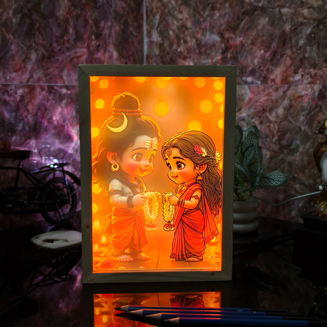 Custom 3d Magic LED Photo Frame | Personalized Glow Lamp | Wooden Frame Night Light