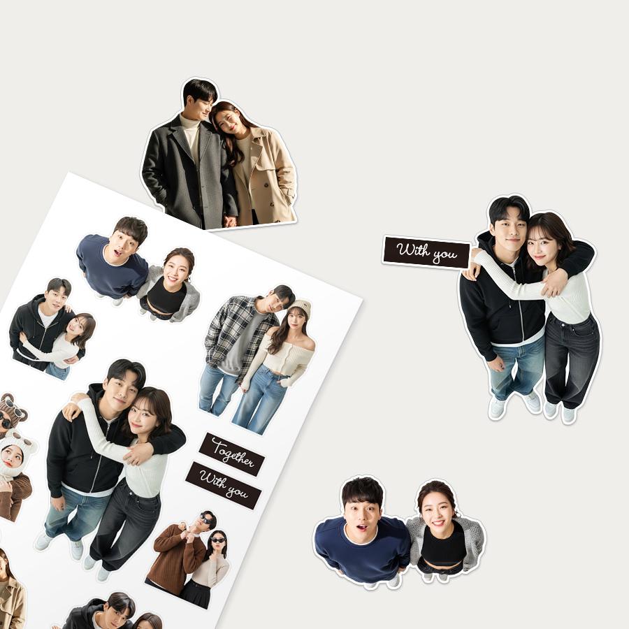 Custom Couple Photo UV Stickers | Name &amp; Date | Waterproof Glossy Stickers