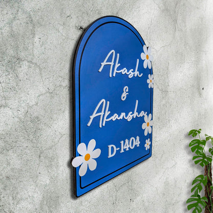 Modern Round Wooden Nameplate with 3D Acrylic Letters | Custom Made Wooden Nameplate with Daisy Charm | Personalized | 11X14 Inch(Copy)