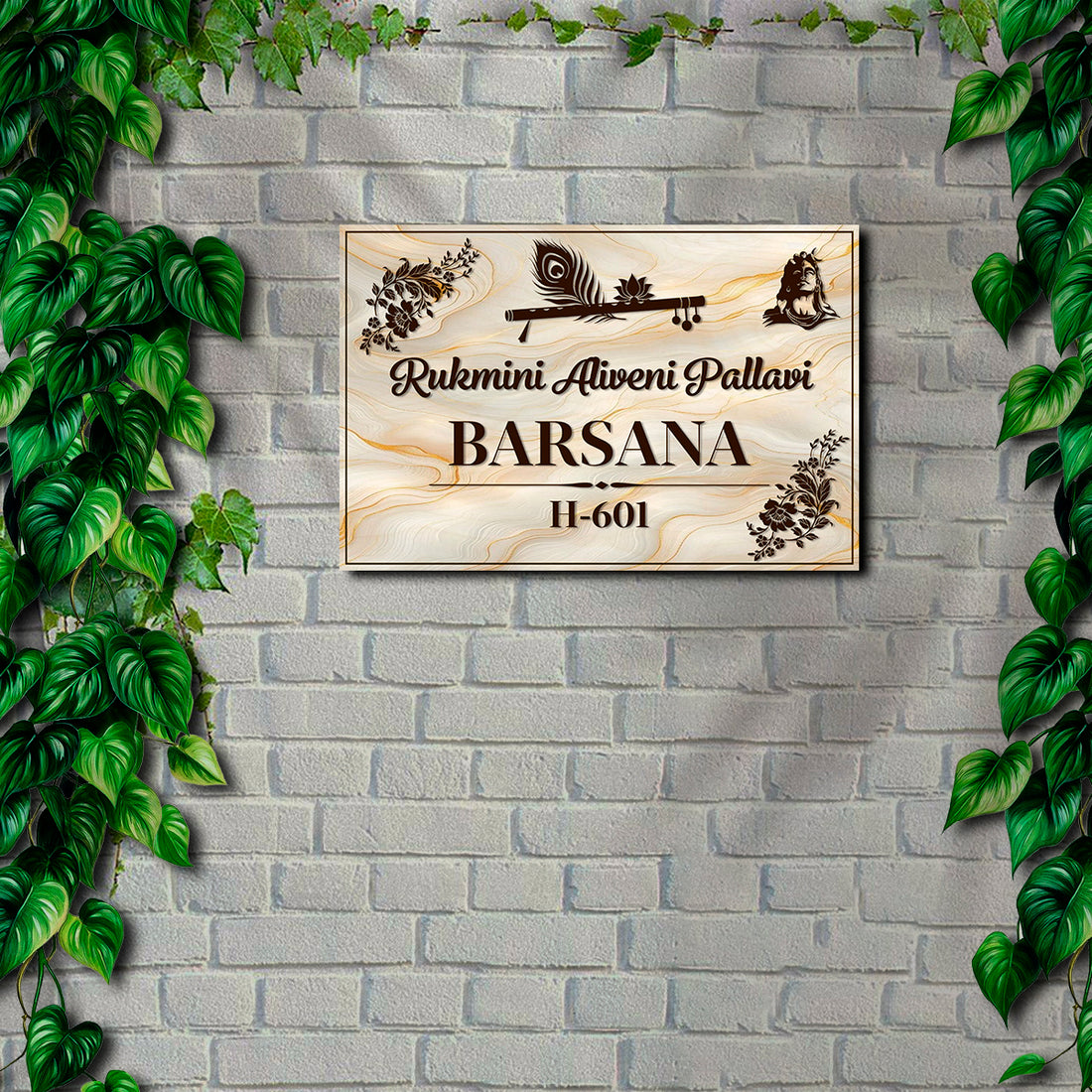 Traditional Name Plate with Auspicious Designs