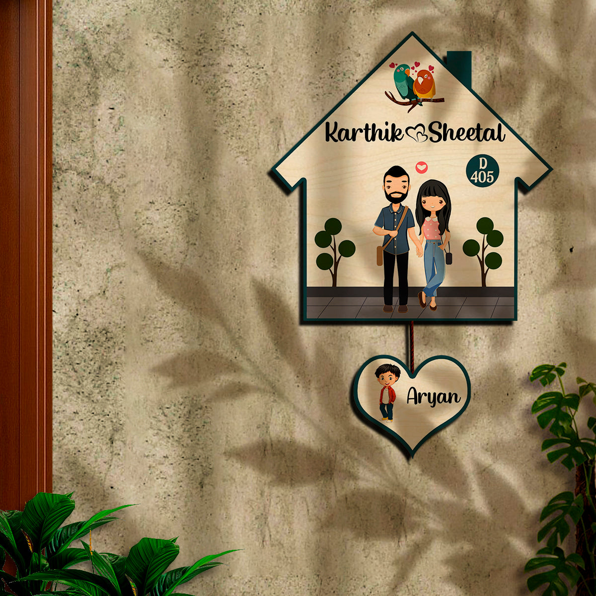 Happy Family Name Plate | Customized for Couple with One Kid