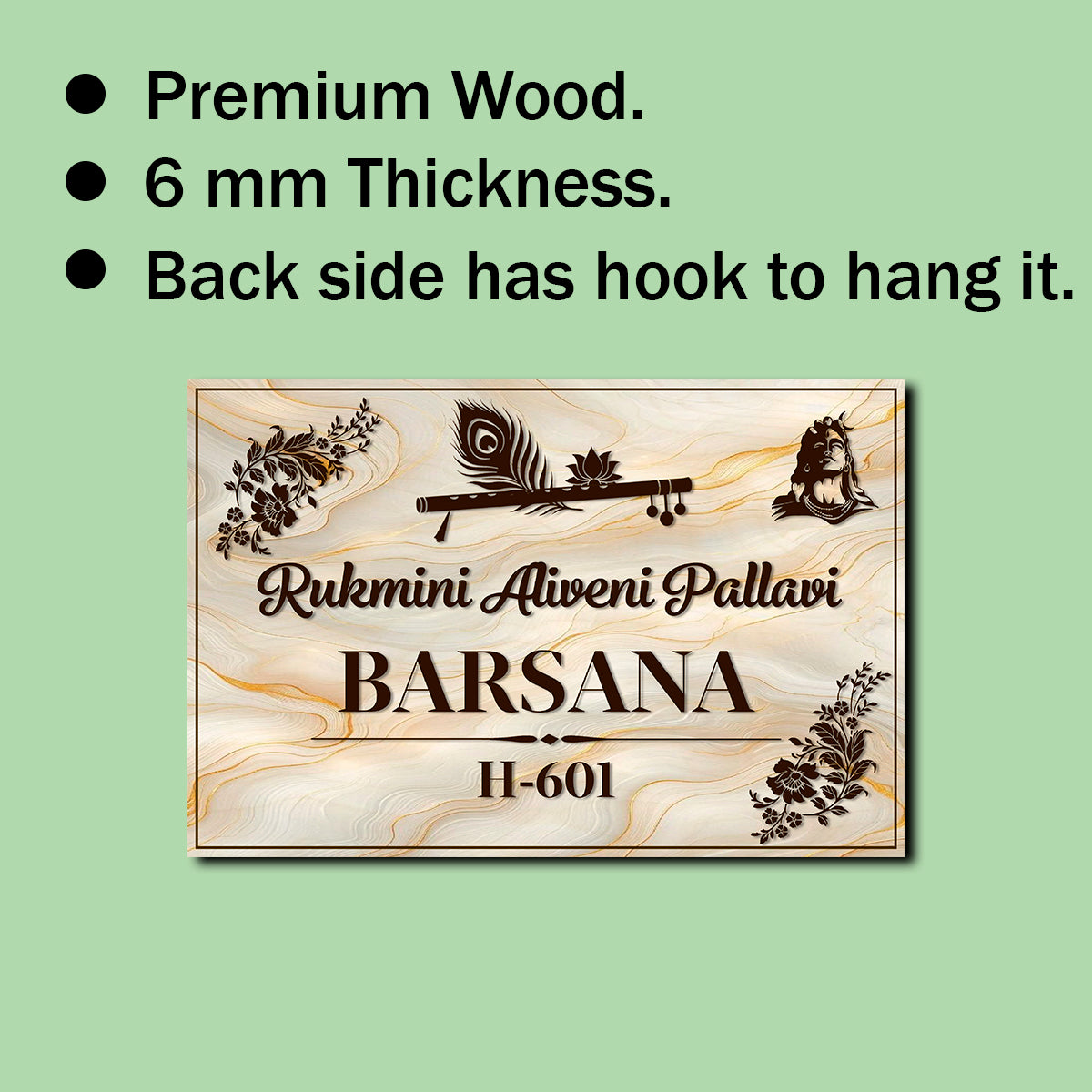 Traditional Name Plate with Auspicious Designs