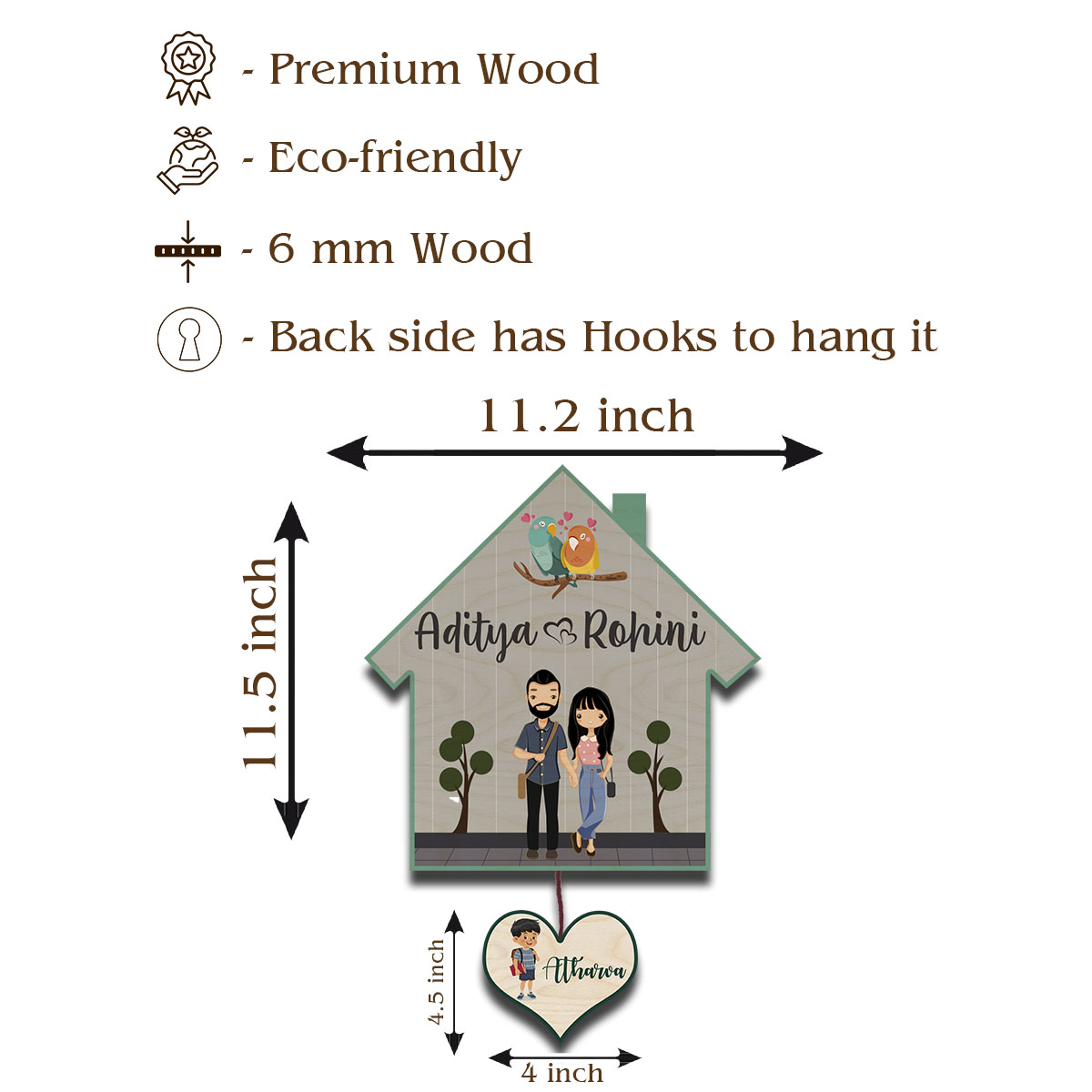 Happy Family Name Plate | Customized for Couple with One Kid