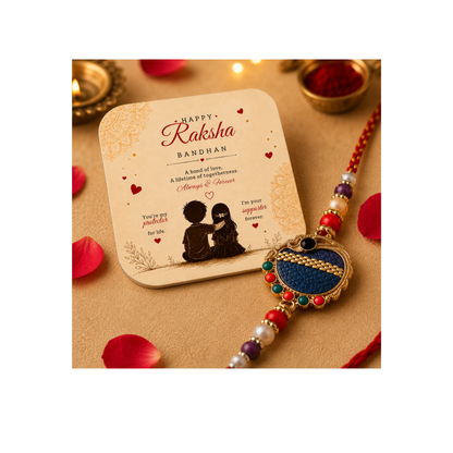 Elegant Designer Rakhi | Traditional Thread for Brother With Free Fridge Magnet