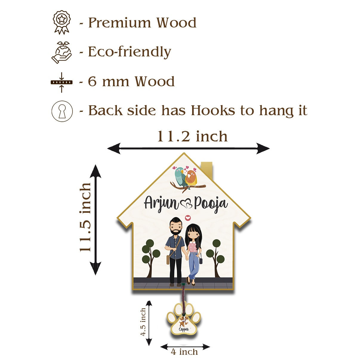 Our Little Family Name Plate | Couple with Pet