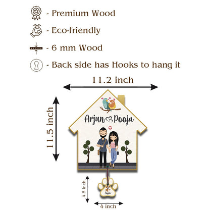 Our Little Family Name Plate | Couple with Pet