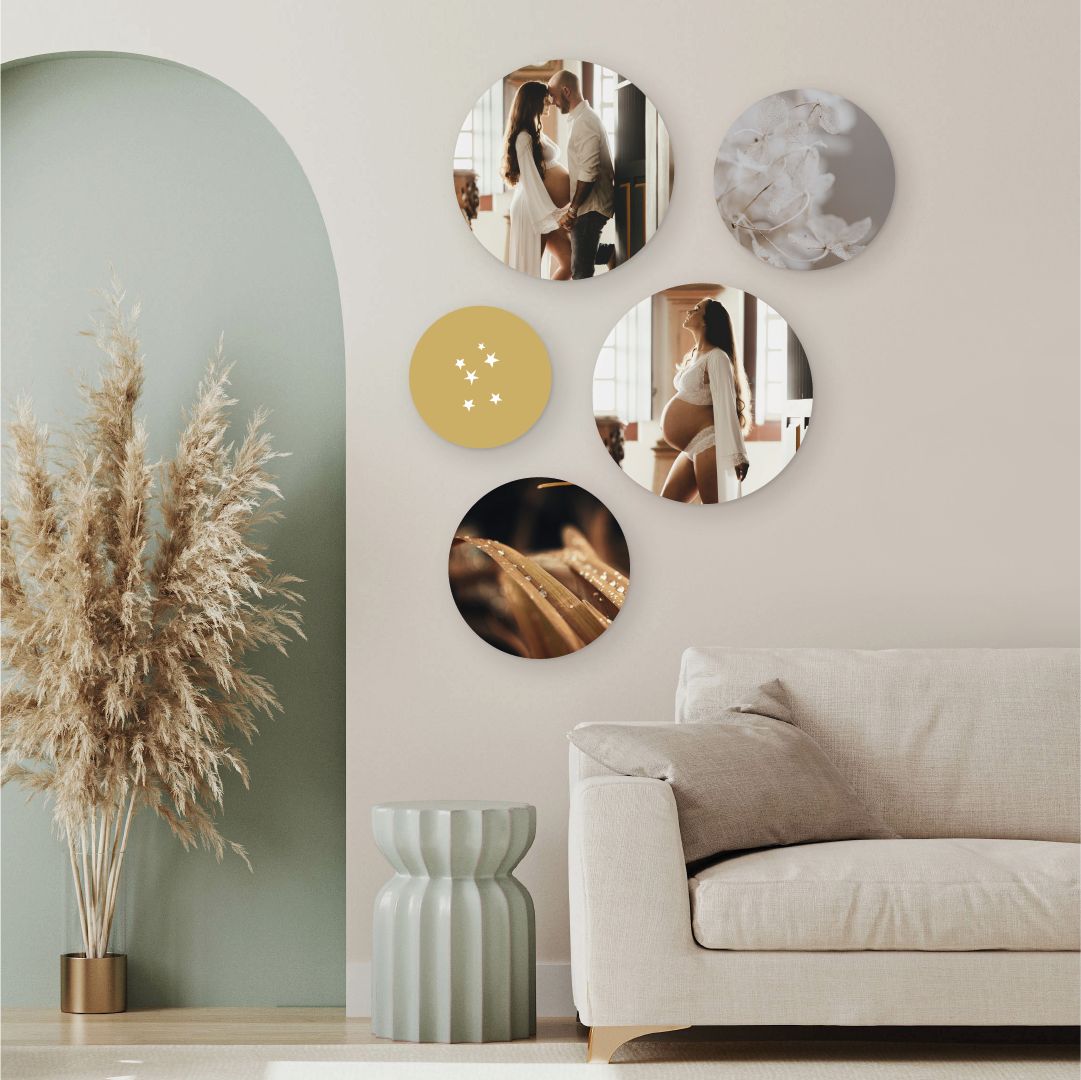 Modern Round MDF Photo Wall Art – Personalized Gift