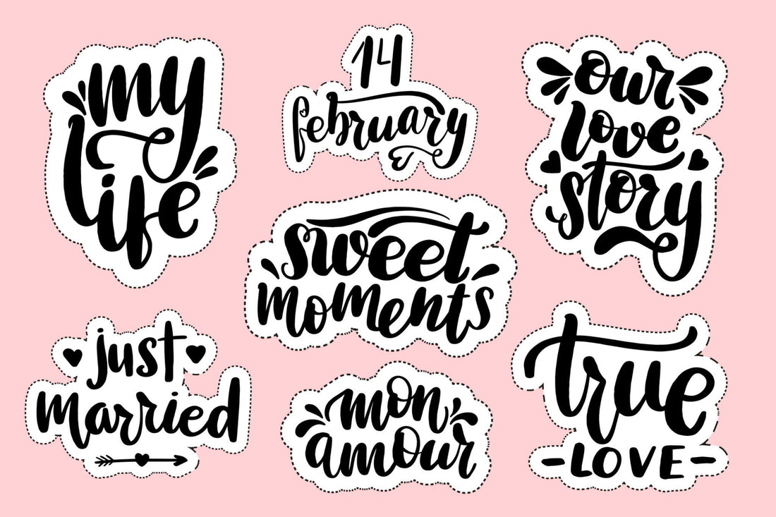 Custom Couple Photo UV Stickers | Name &amp; Date | Waterproof Glossy Stickers