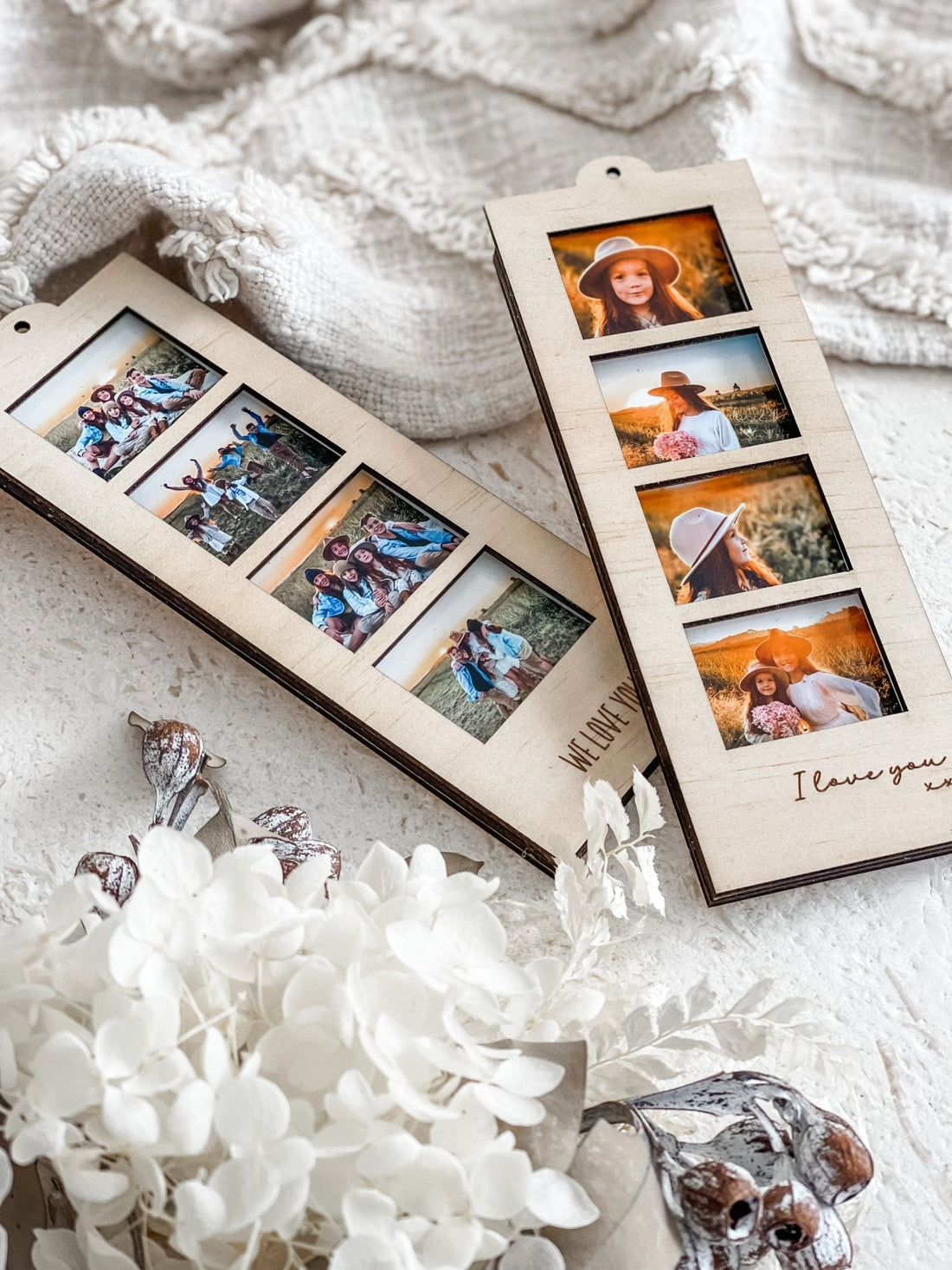Hanging Mini (4) Photo Strip Frame– Personalized Vertical Photo Display for Wall or Gifting