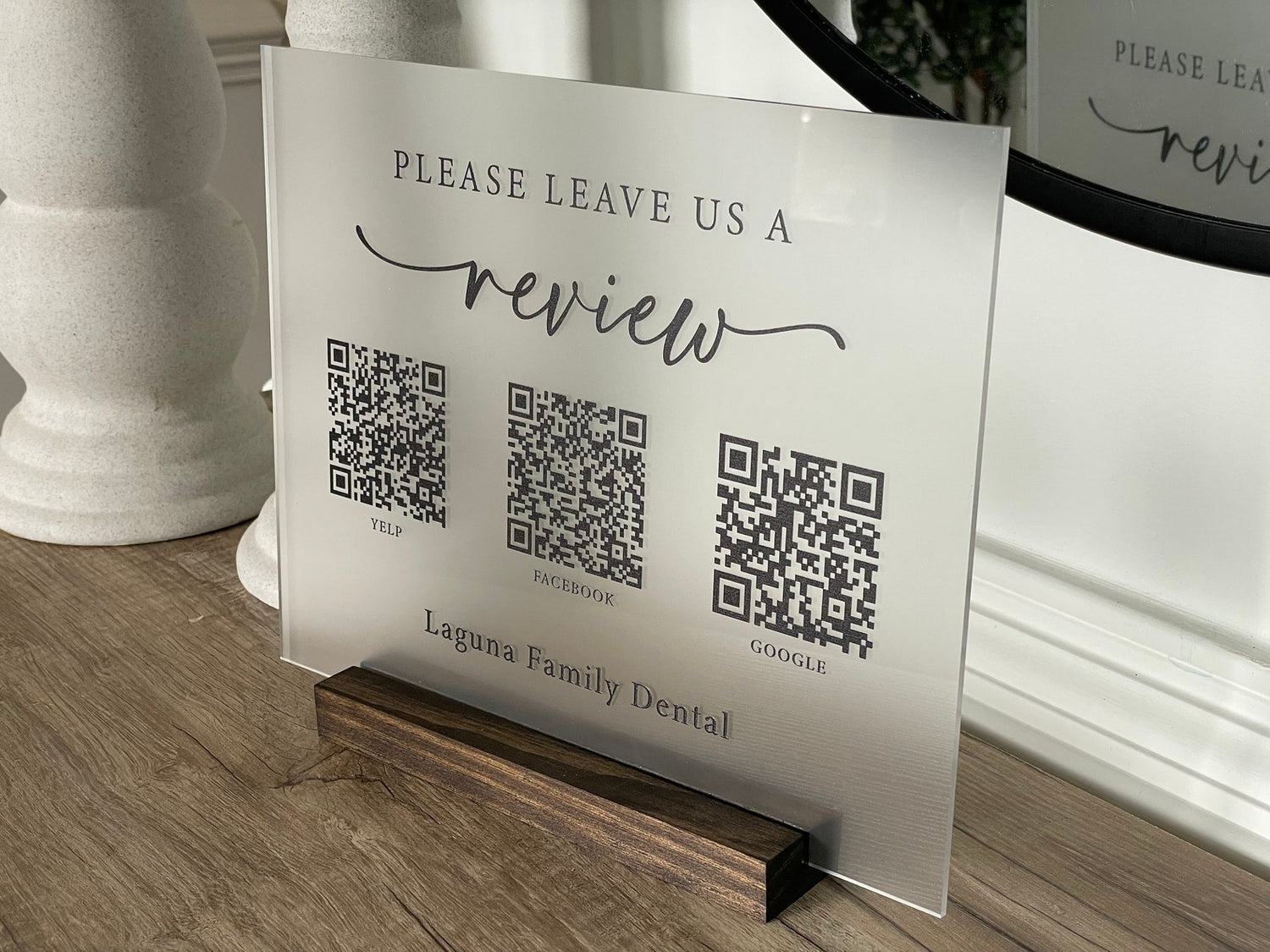 Personalized Business Leave a Review with 3 QR Codes, QR Code Sign, Google Review
