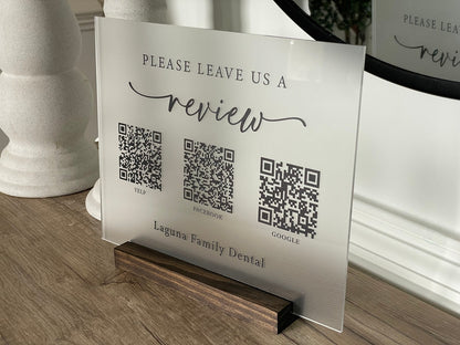 Personalized Business Leave a Review with 3 QR Codes, QR Code Sign, Google Review