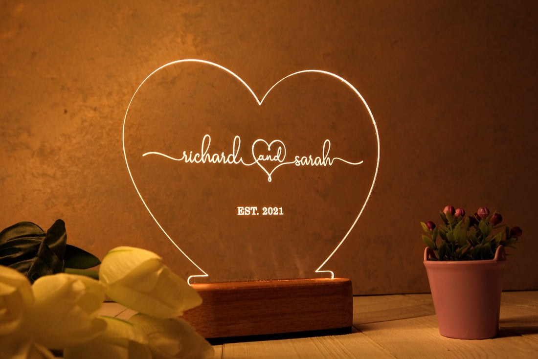 Custom Night Light as Valentines Day Gift - Romantic Gift for Couple -