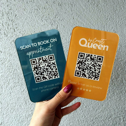 Acrylic QR Payment Stand with Wooden Base – Premium Countertop Display for Fast &amp; Easy Payments4 4*6