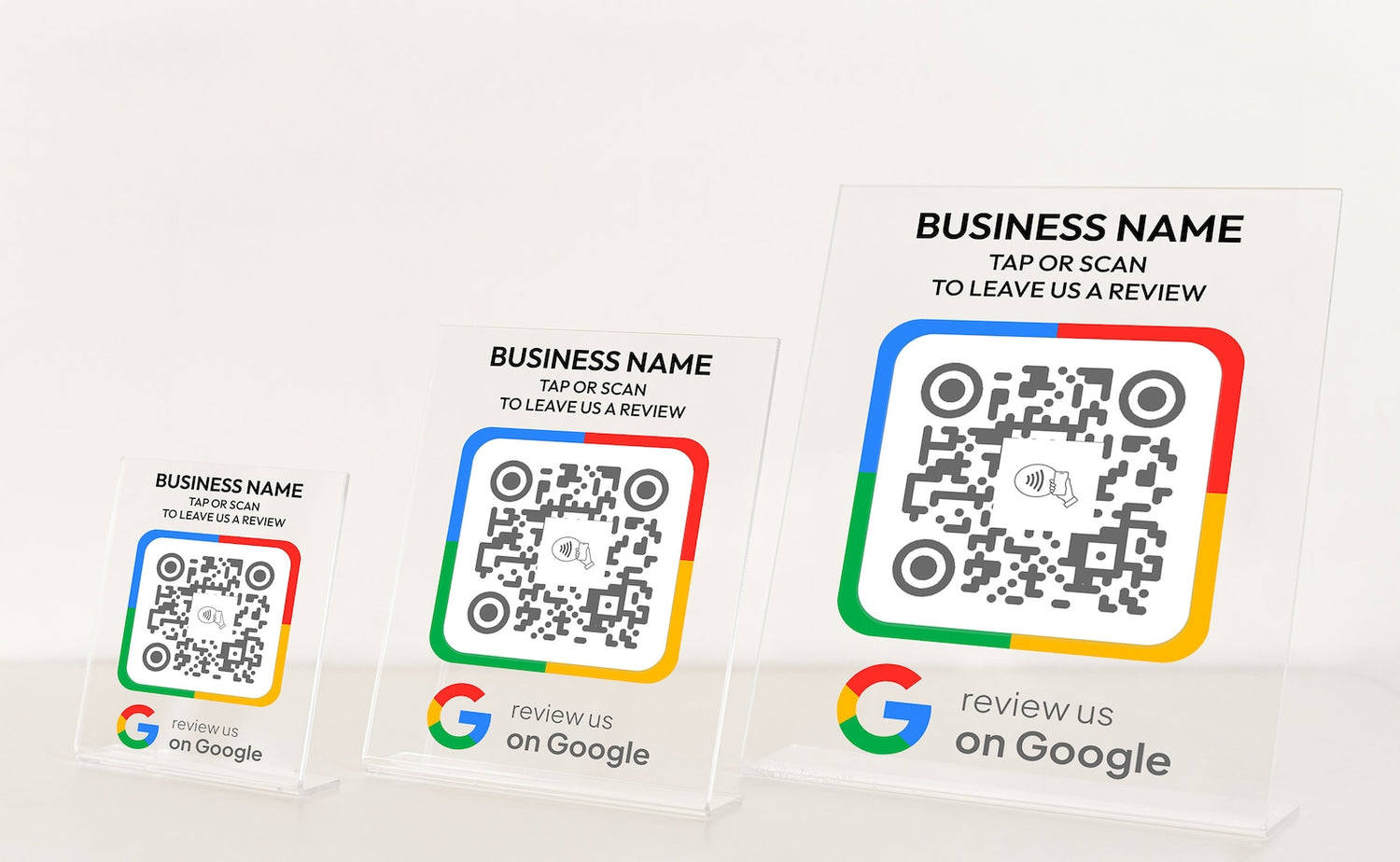 NFC Tap to Review Stand with Mini QR Code – Personalized Google Review Plaque for Business