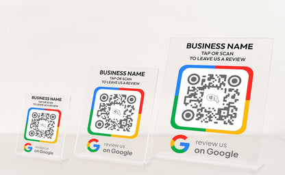 NFC Tap to Review Stand with Mini QR Code – Personalized Google Review Plaque for Business