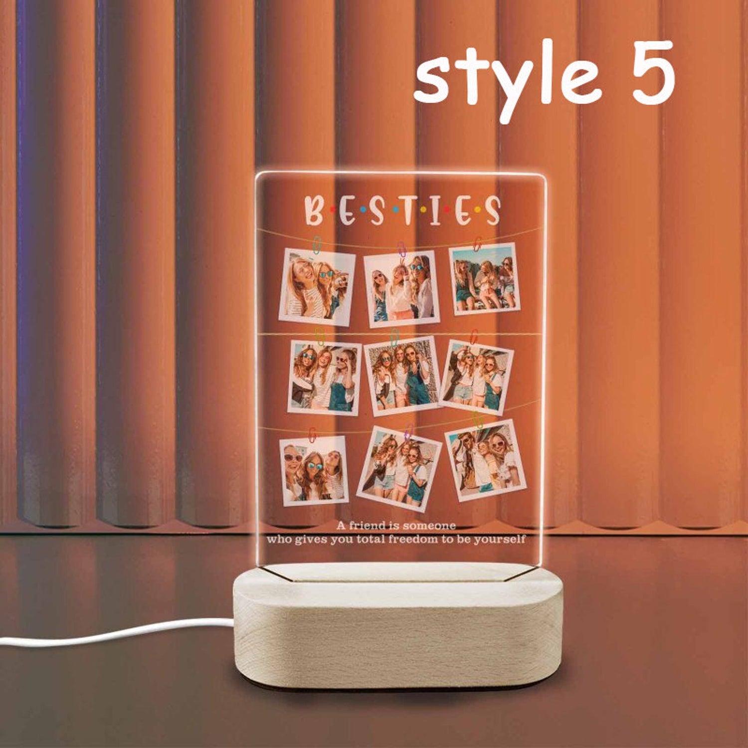 Custom Friend Photo LED Night Light, Personalized Friendship Gift