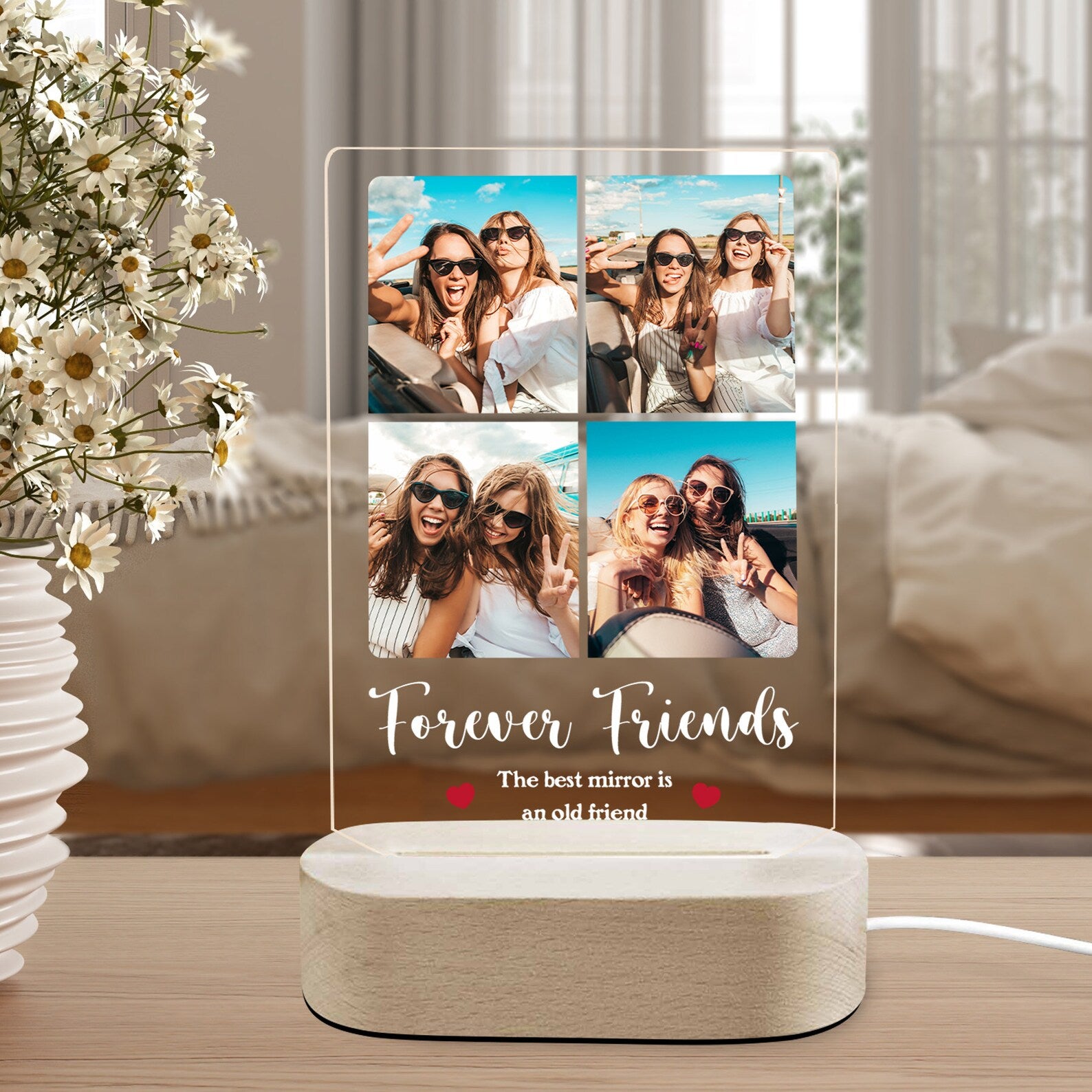 Custom Friend Photo LED Night Light, Personalized Friendship Gift