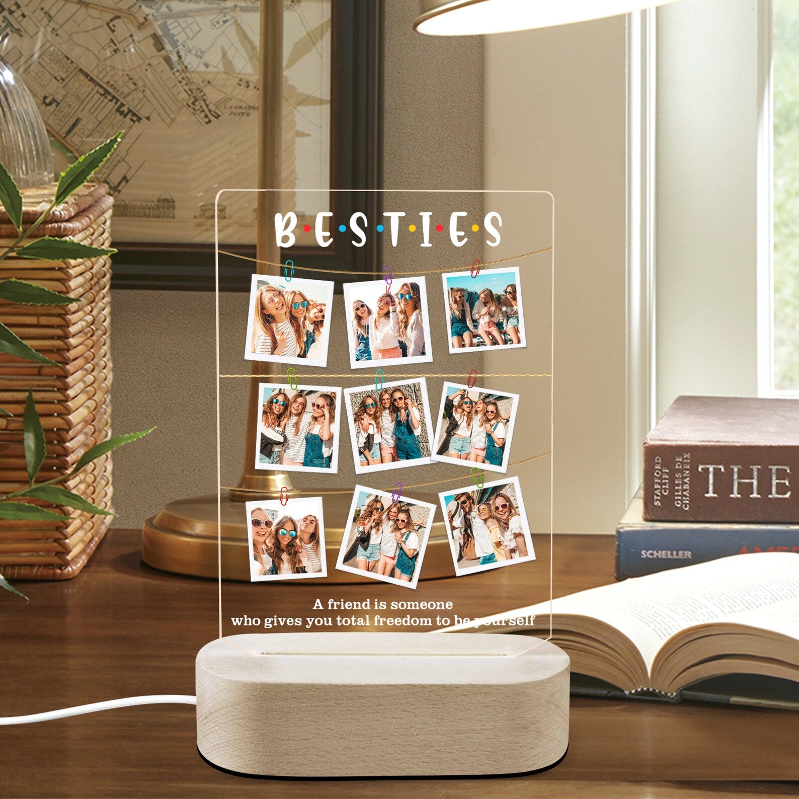 Custom Friend Photo LED Night Light, Personalized Friendship Gift