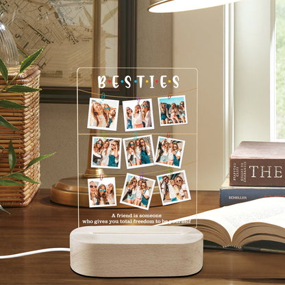 Custom Friend Photo LED Night Light, Personalized Friendship Gift