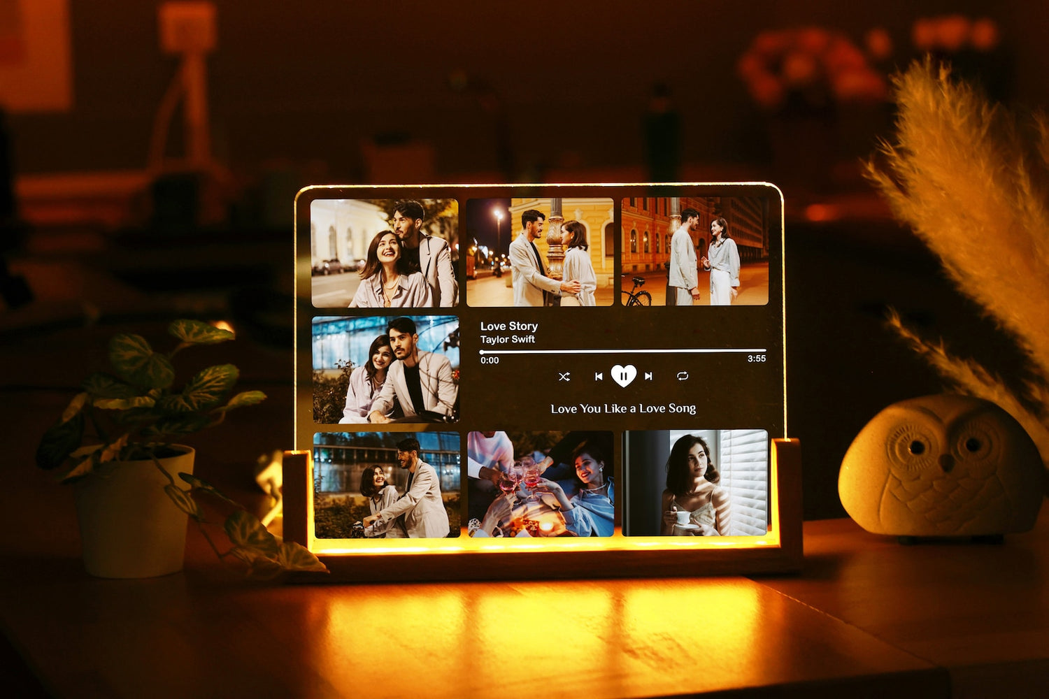 Custom Photo LED Night Lamp with Song – Personalized Music Plaque, Couple Collage Picture Frame Light, Romantic Gift for Girlfriend, Boyfriend, Wife, Husband