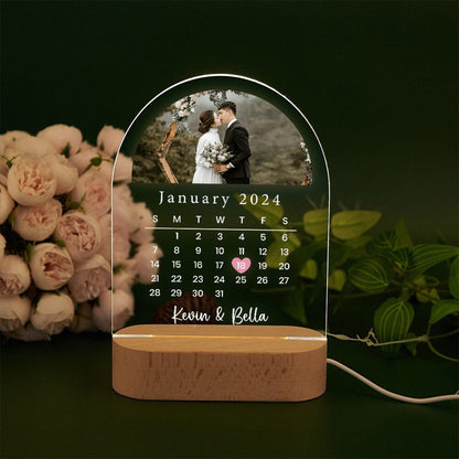 Personalized Photo LED Calendar Lamp: Anniversary Keepsake Gift