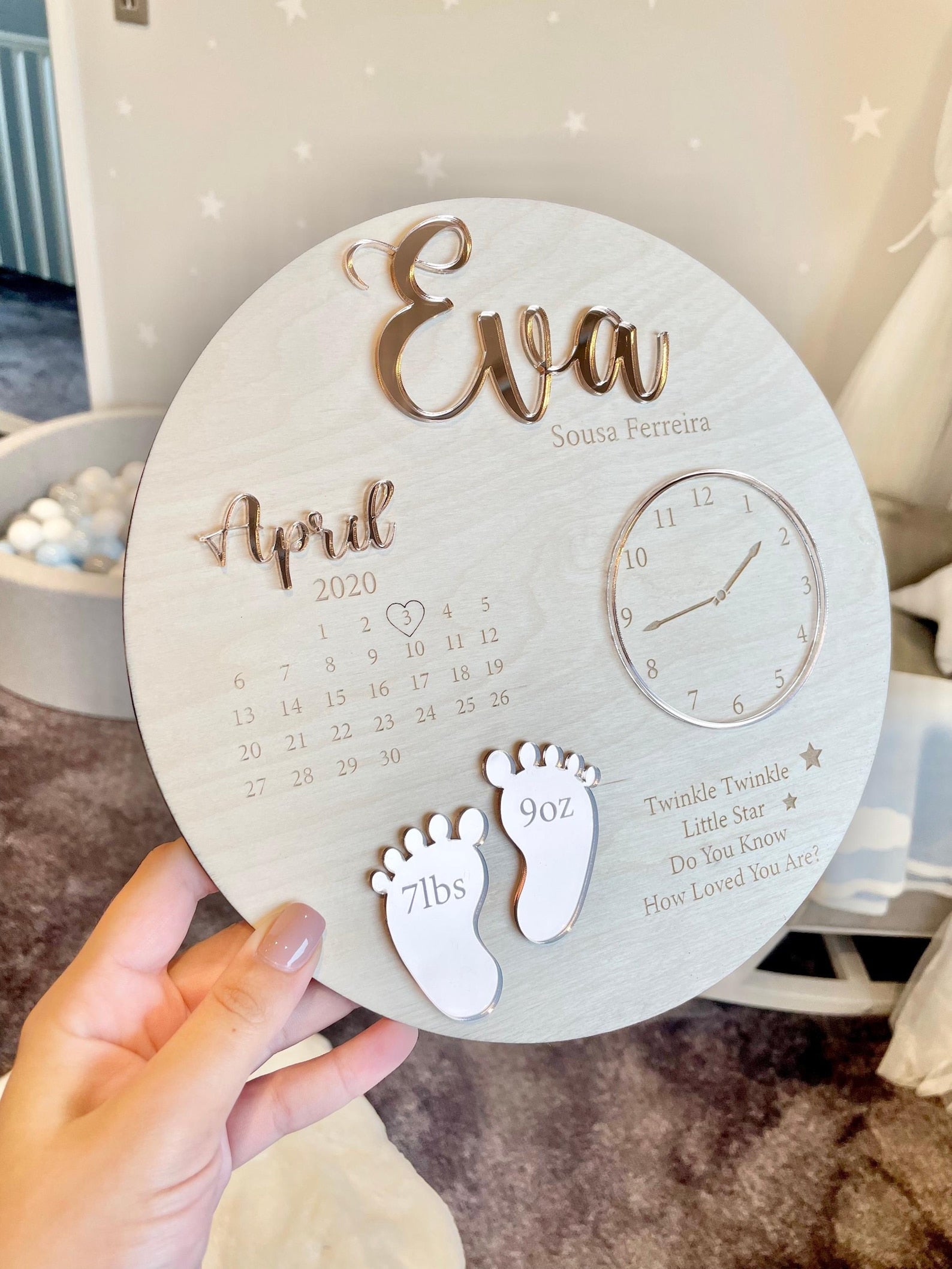 Personalized Baby Birth Announcement Keepsake Plaque – Custom Newborn Gift Sign