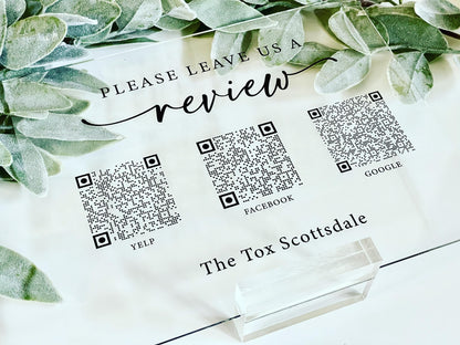 Personalized Business Leave a Review with 3 QR Codes, QR Code Sign, Google Review