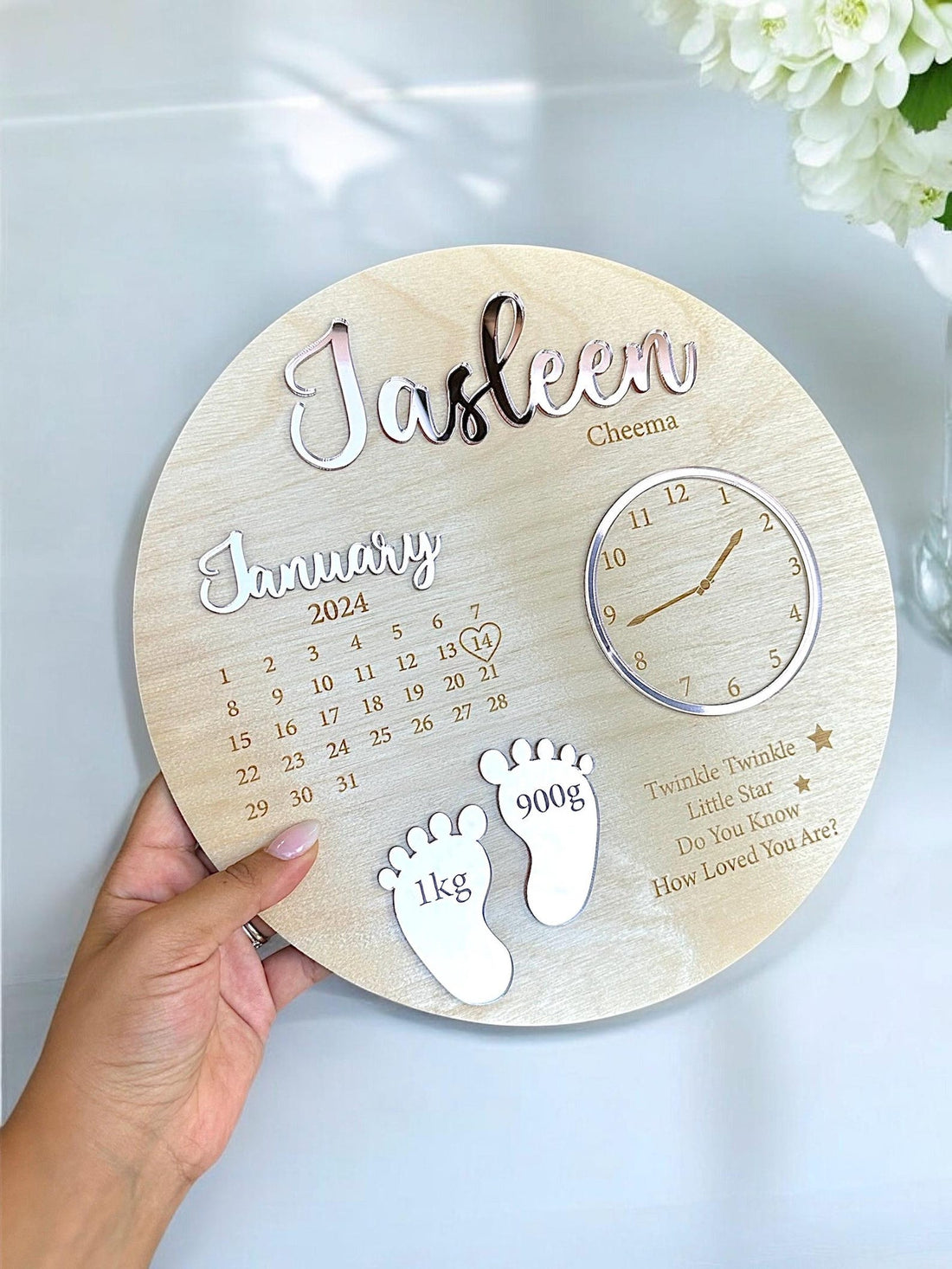 Personalized Baby Birth Announcement Keepsake Plaque – Custom Newborn Gift Sign
