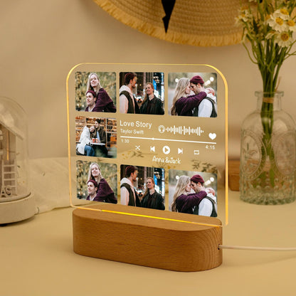 Personalized Song Night Light, Couple Gifts with Photo, Music Nightlight, Anniversary Gift for Her, Photo Gift for Boyfriend Girlfriend Gift