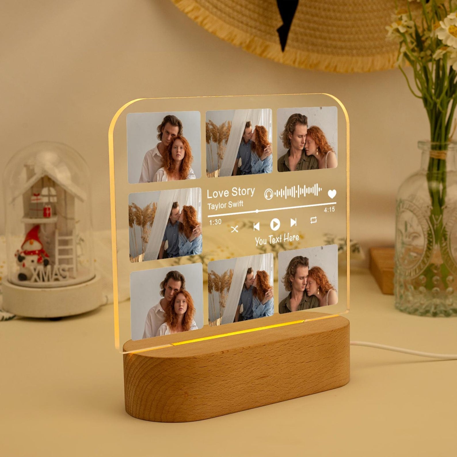 Personalized Song Night Light, Couple Gifts with Photo, Music Nightlight, Anniversary Gift for Her, Photo Gift for Boyfriend Girlfriend Gift