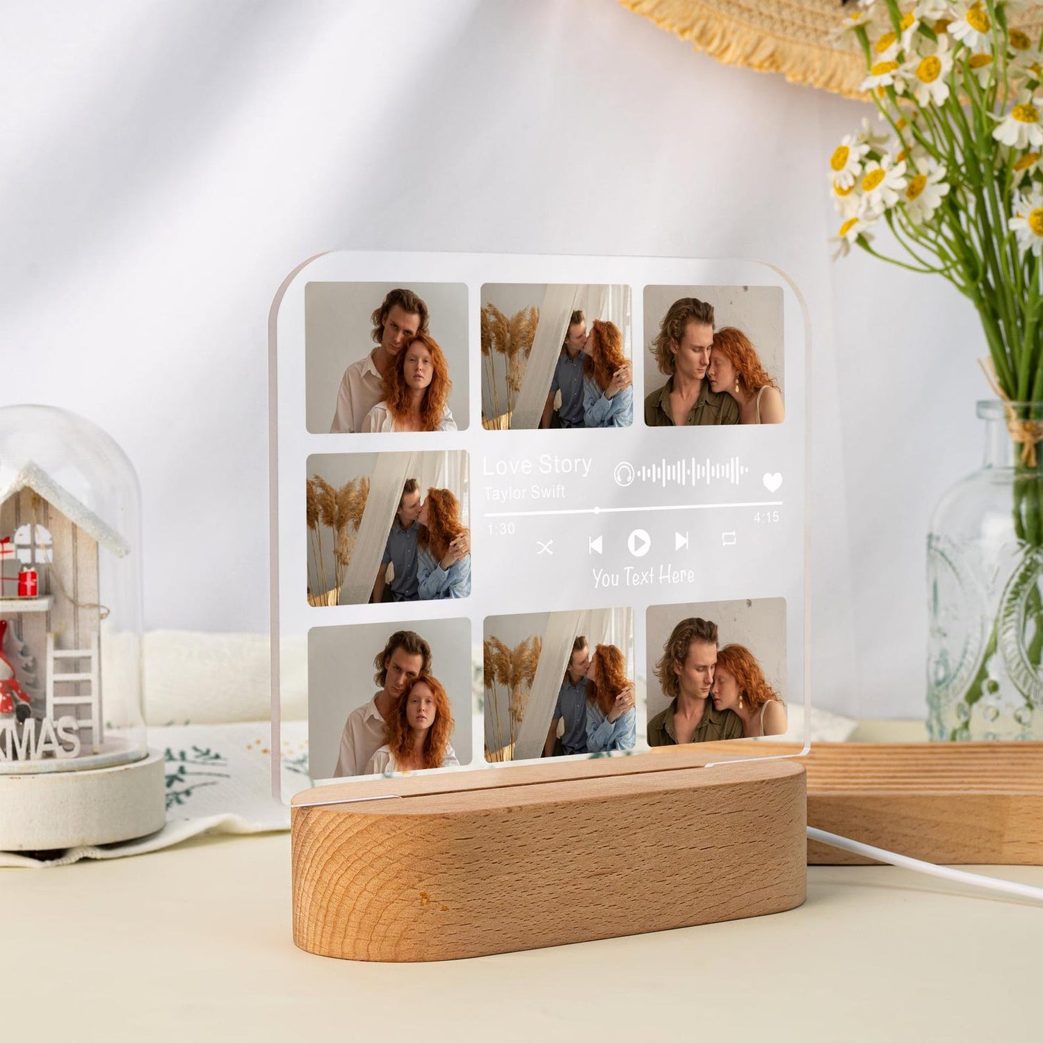 Personalized Song Night Light, Couple Gifts with Photo, Music Nightlight, Anniversary Gift for Her, Photo Gift for Boyfriend Girlfriend Gift