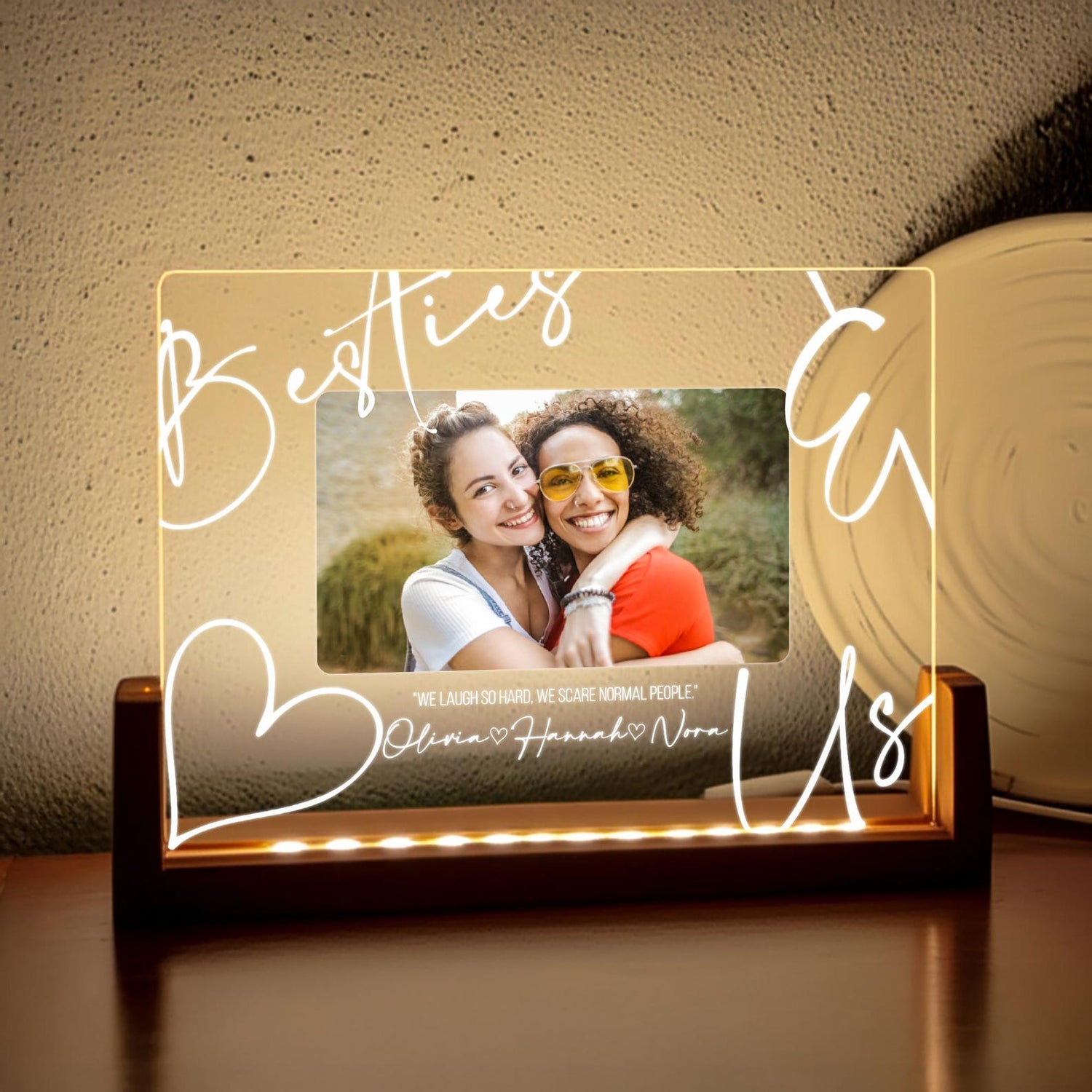Custom Friend Photo LED Night Light, Personalized Friendship Gift