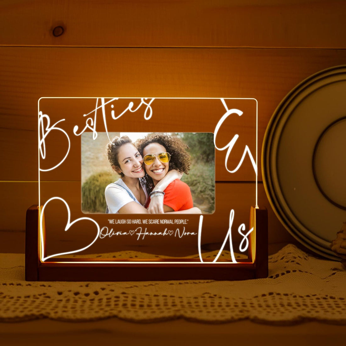 Custom Friend Photo LED Night Light, Personalized Friendship Gift