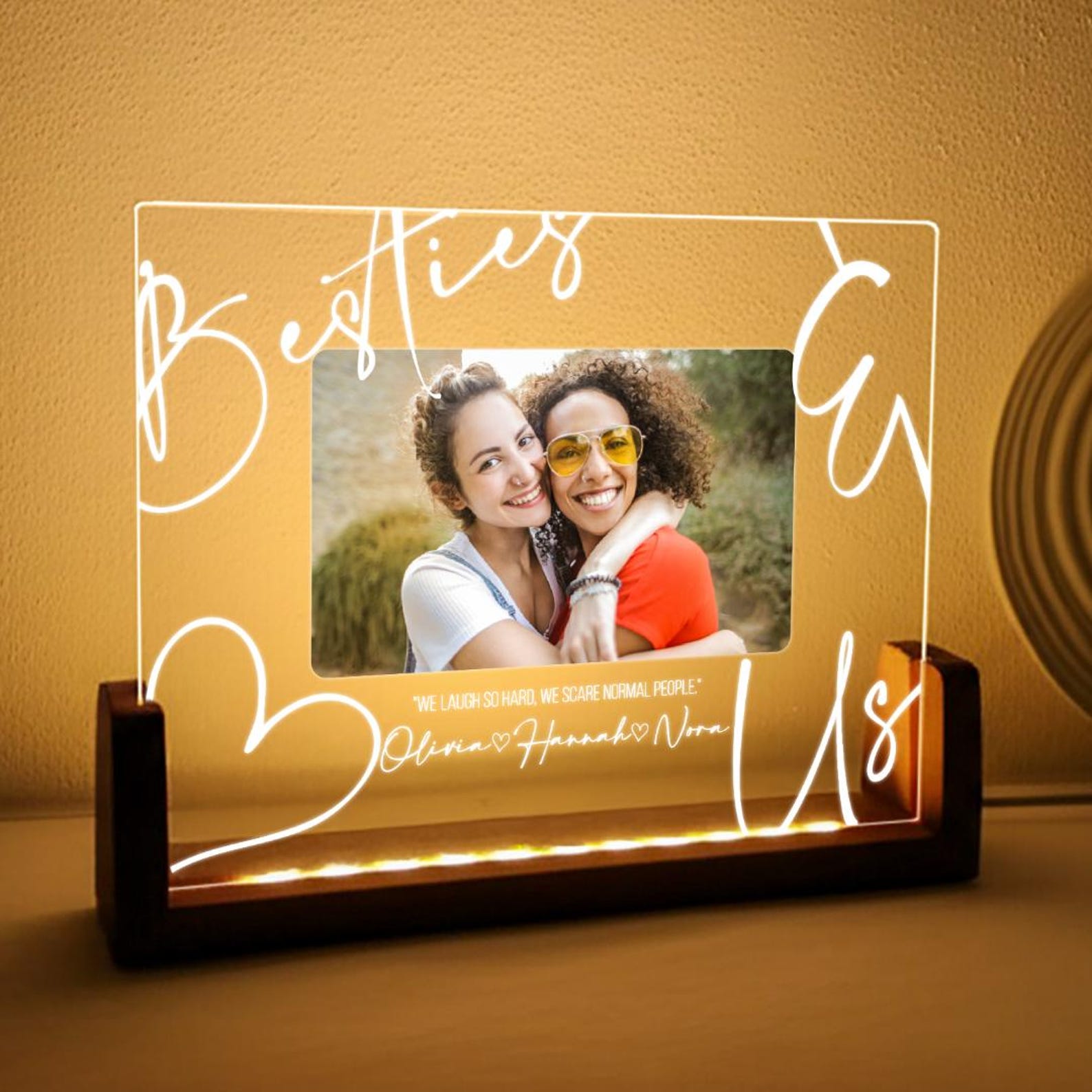 Custom Friend Photo LED Night Light, Personalized Friendship Gift