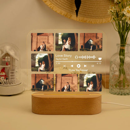 Personalized Song Night Light, Couple Gifts with Photo, Music Nightlight, Anniversary Gift for Her, Photo Gift for Boyfriend Girlfriend Gift