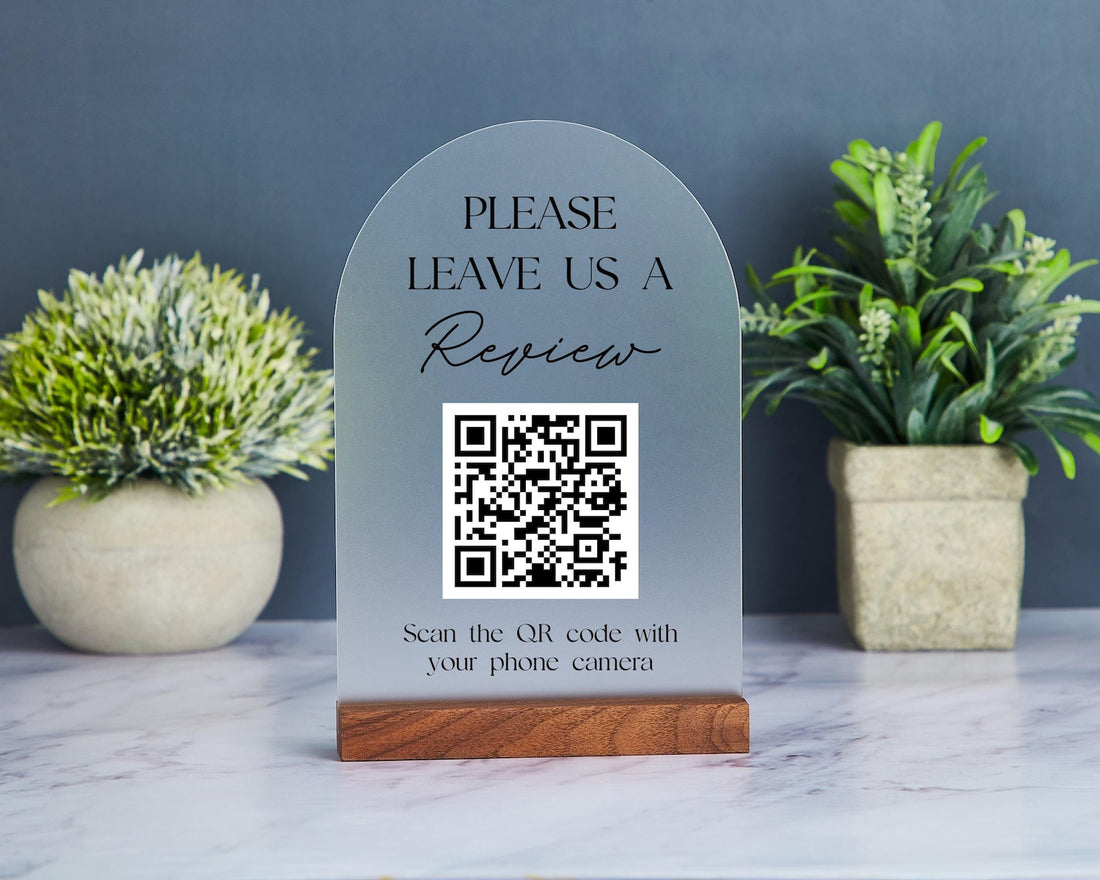 Personalized Business Leave a Review, QR Code Sign, 4.7x7 in