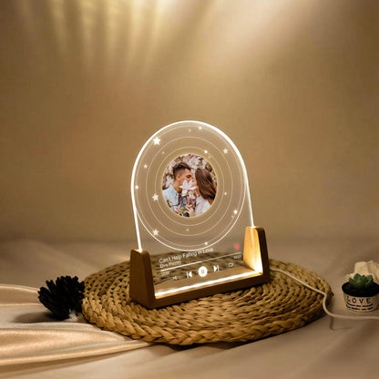 Personalized Vinyl Record with Photo Night Light, Acrylic Song Plaque, Anniversary Gift for Her, Birthday Gift for Her Him, Bedside Lamp